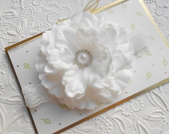 White Flower Baby Headband, Newborn Headband, Infant Headband,Baby Headband, Headband Baby