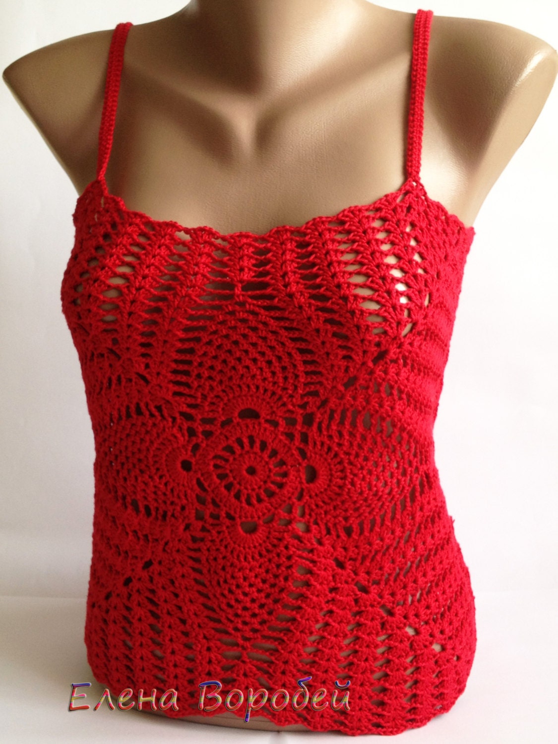 Top Flame sexy crochet top red crochet top by ElenaVorobey on Etsy