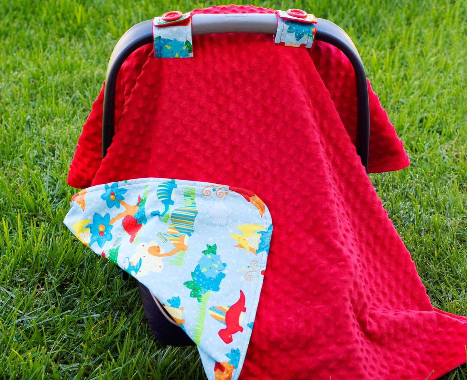 Baby Car Seat Cover for Boy Dinosaur Print by RuffledFeathers3