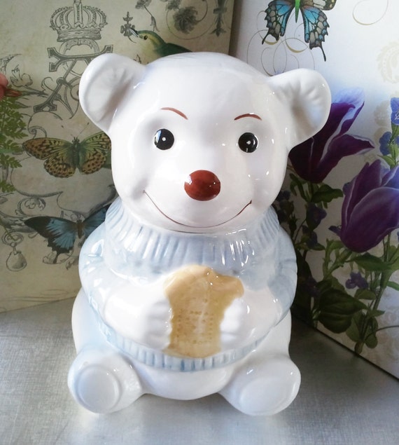 Ceramic Cookie Jar Teddy Bear Biscuit Jar by Penelainbricandbrac