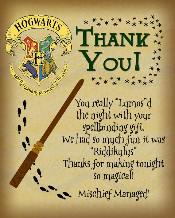 Printable Thank You Card Harry Potter by RiverMamasDesigns 