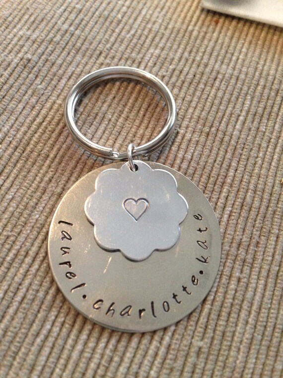 Personalized stamped metal keychain with design stamp