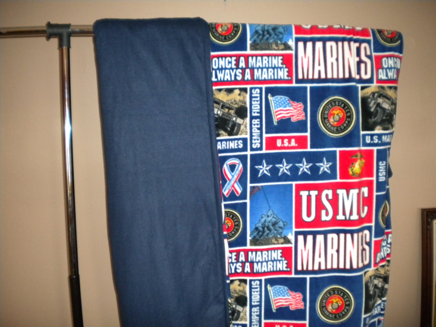 Fleece Blanket/ Marines/ Military/ Full by BibsBlanketsandBears