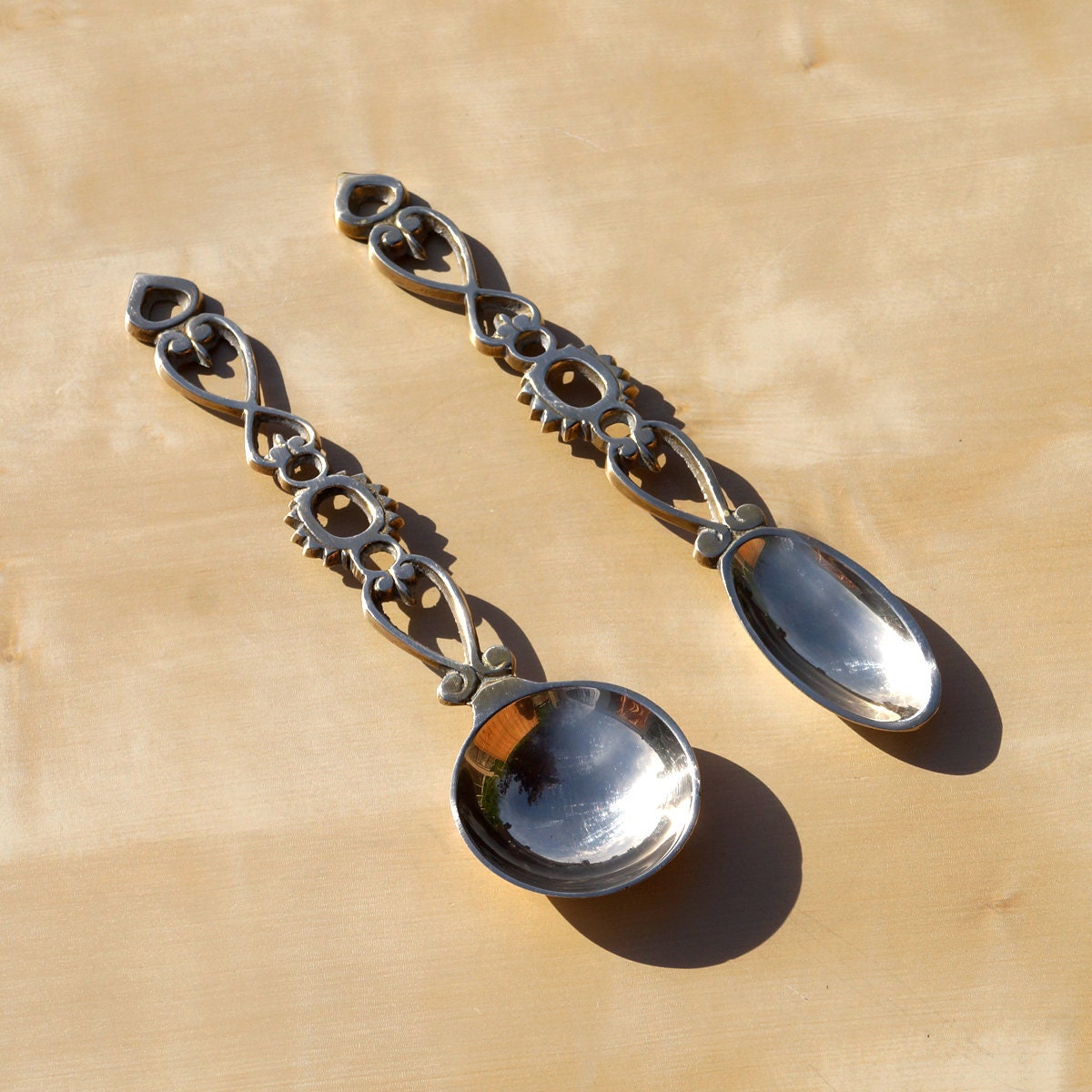 Brass decorative spoon set vintage wall decor by UKAmobile