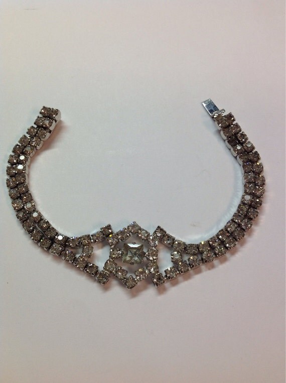 Kramer of New York vintage clear rhinestone costume bracelet