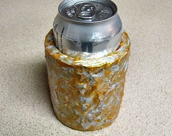 NEW! - Beer Can Cozy - Soda Can Cozy - Textured Gold & Silver