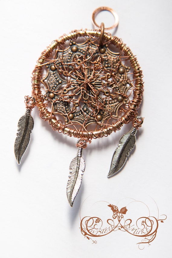 Dream Catcher Wire Wrapped Pendant by TwistedNature8 on Etsy