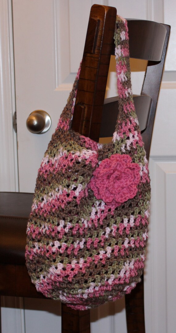 Handmade Round Bottom Crochet Tote Bag / Shoulder Bag / Beach