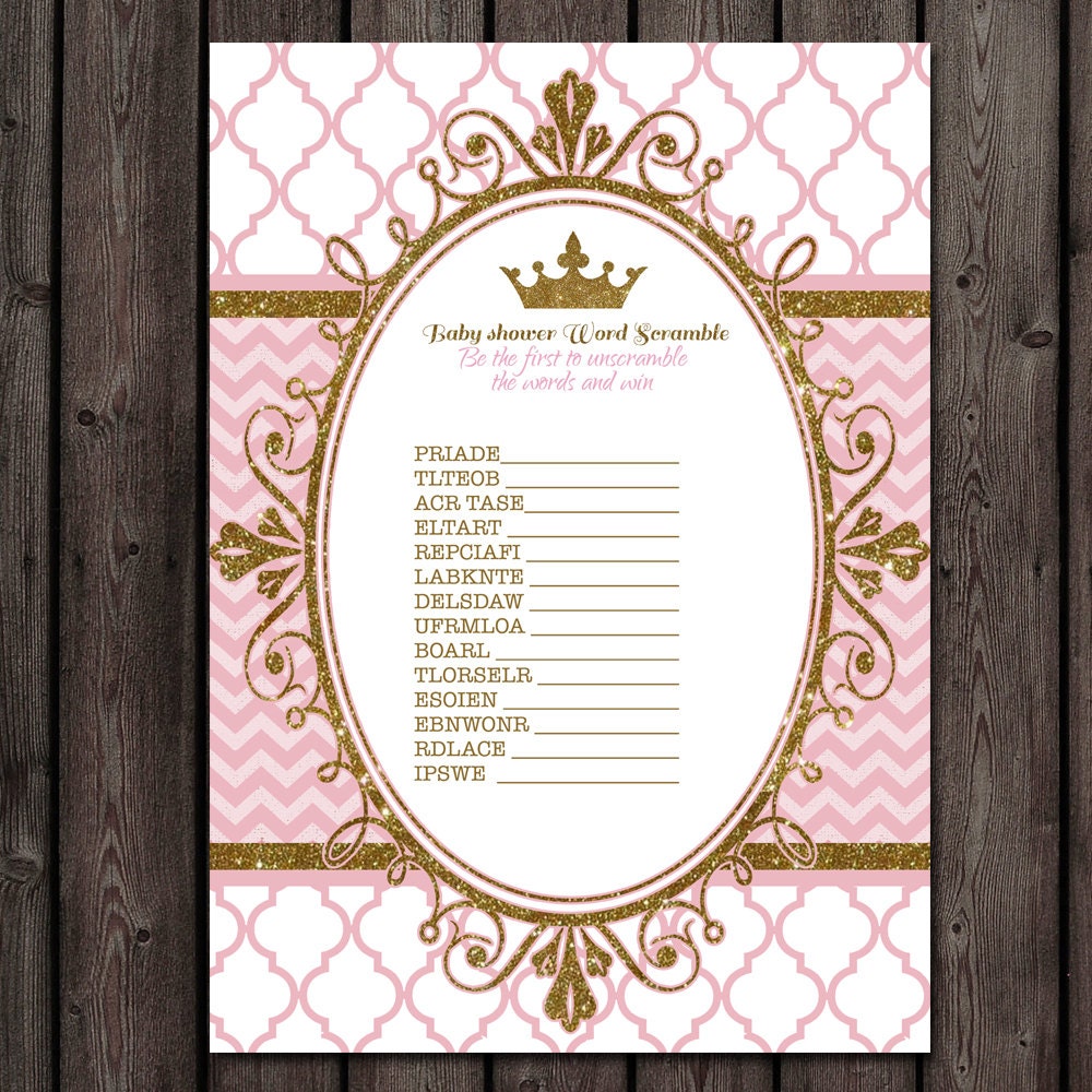 baby shower word scramble princess baby shower game instant