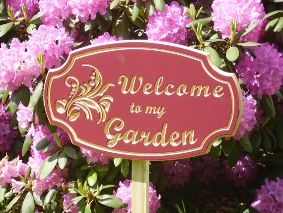 Items similar to welcome sign, garden sign, exterior sign, flower ...