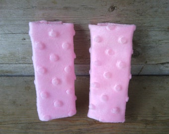 Pink Minky Infant/Toddler Car Seat Strap Covers - Reversible