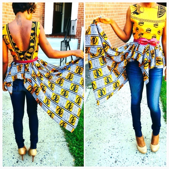 Asymmetrical african print blouse