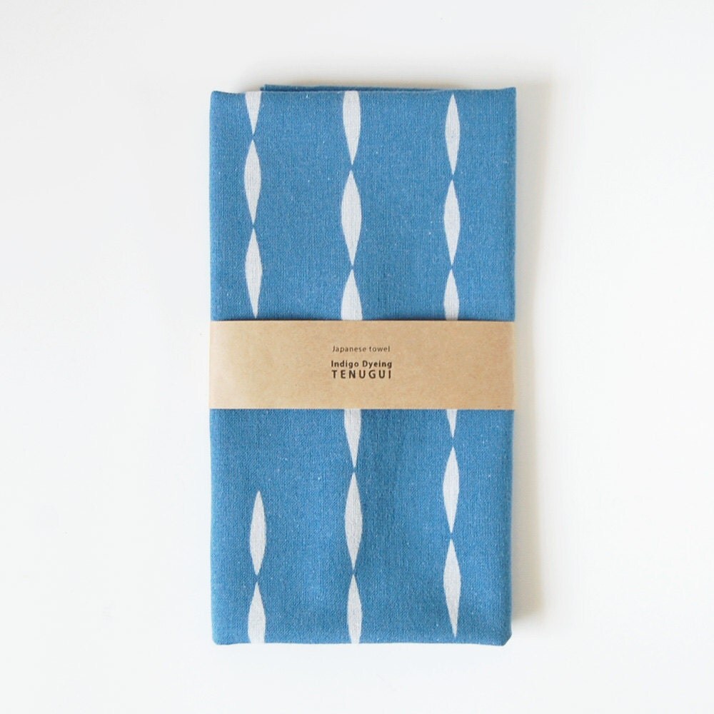Tenugui Japanese Cotton Towel Fabric dyed with indigo