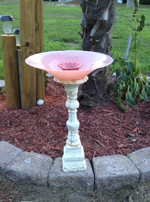 Glass Bowl Pedestal Bird Bath