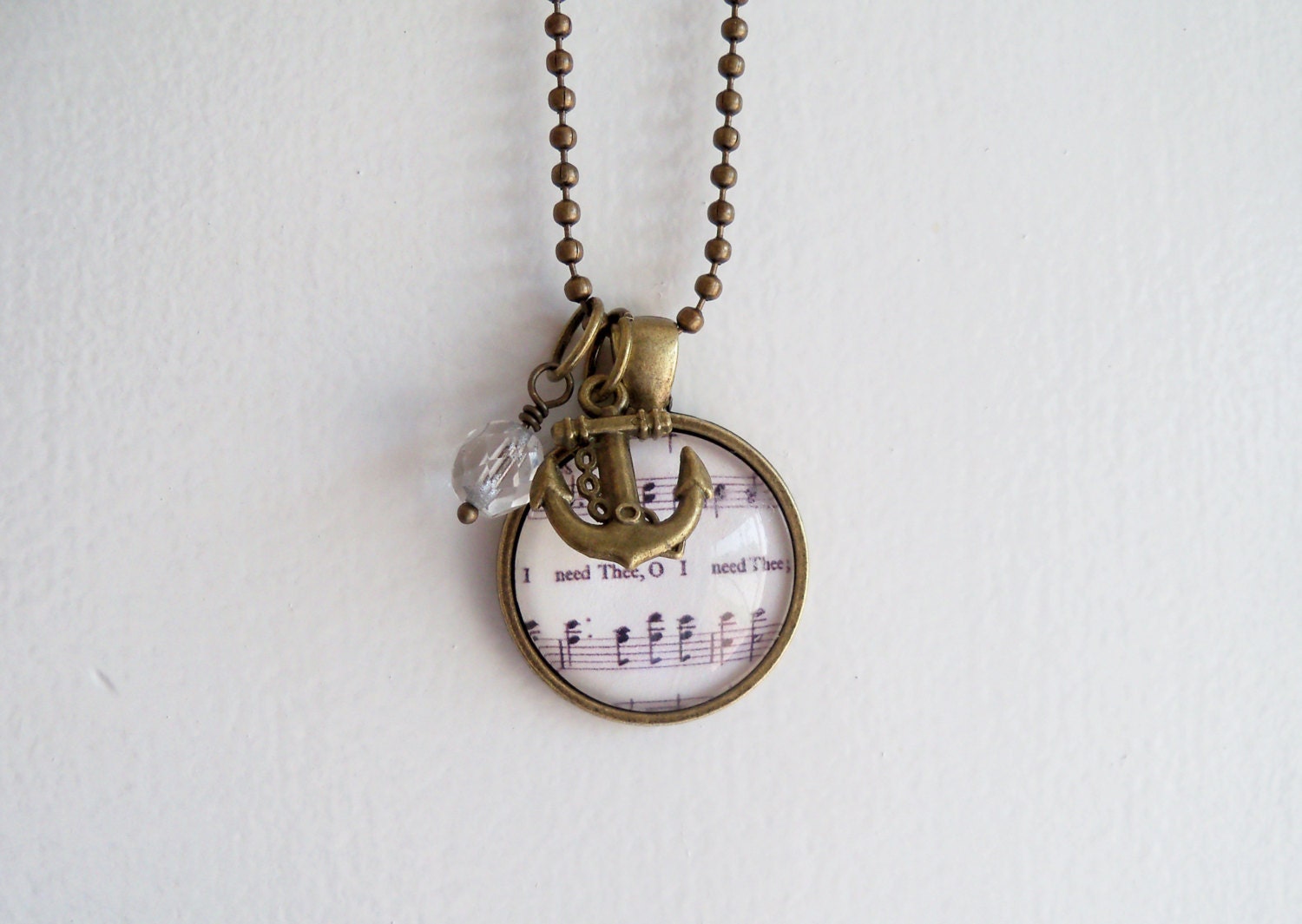 Music Pendant Necklace I Need Thee Every Hour