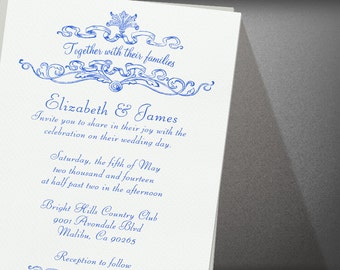 Blue Simple Luxury Wedding invites