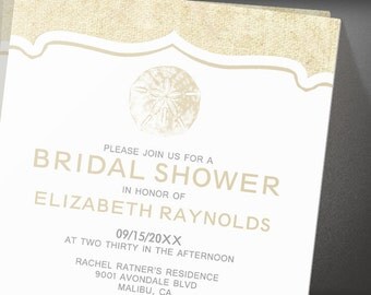 Burlap Sand Dollar Bridal Shower invites