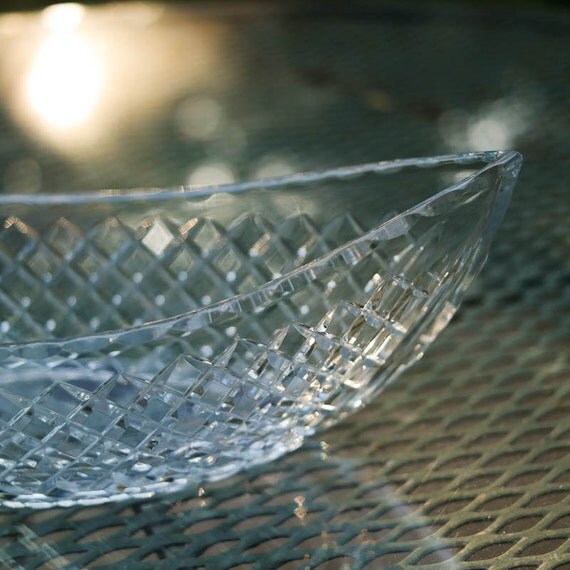 Items similar to Large Boat Shaped Serving Dish Bowl Crystal Cut Glass