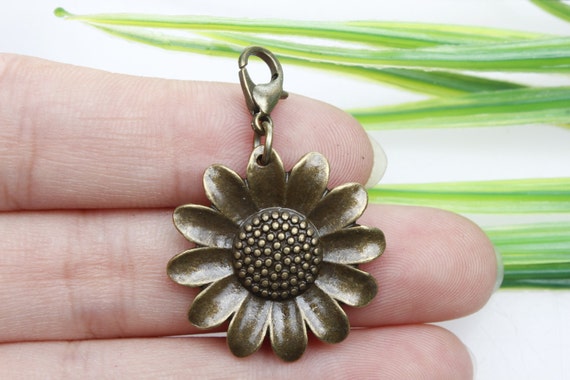 own charm antique bronze sunflower charms flower charms 25mm own charm antique bronze sunflower charms flower charms 25mm