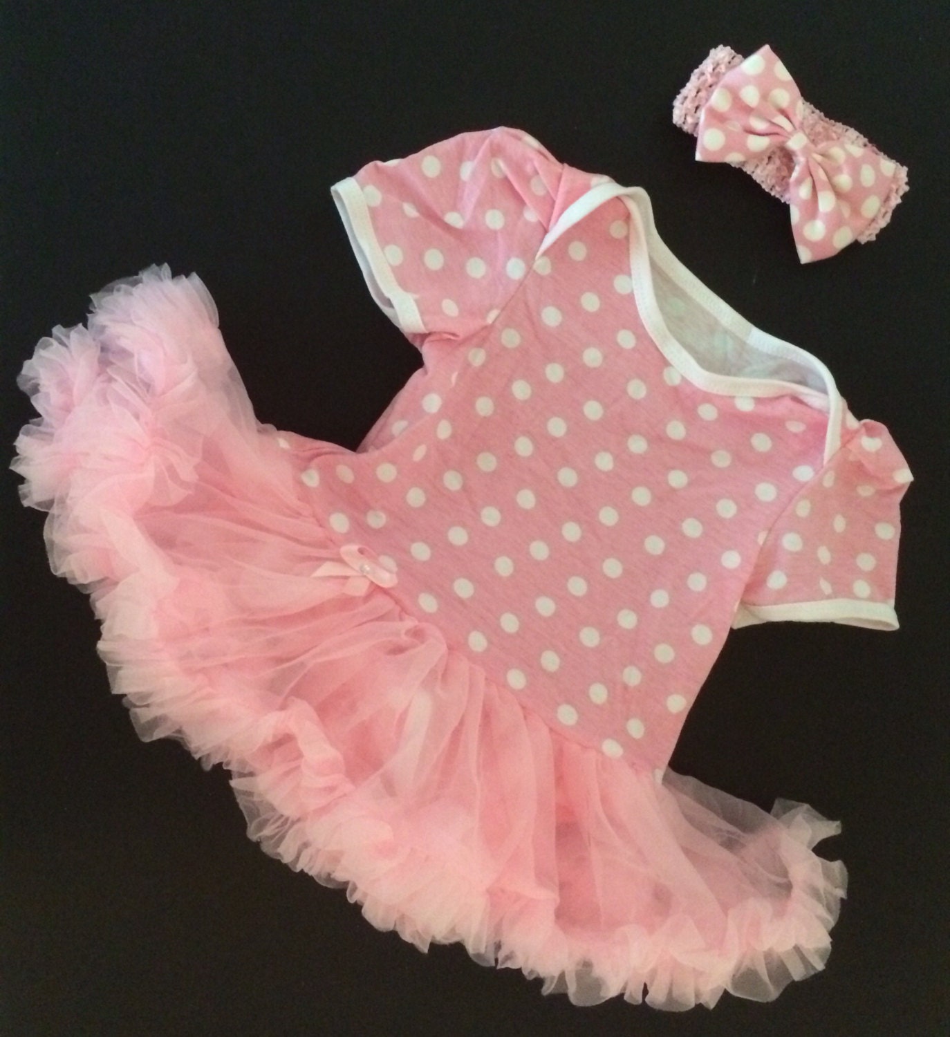 Pink Polka Dot tutu onesie 612 months by CuteZs on Etsy