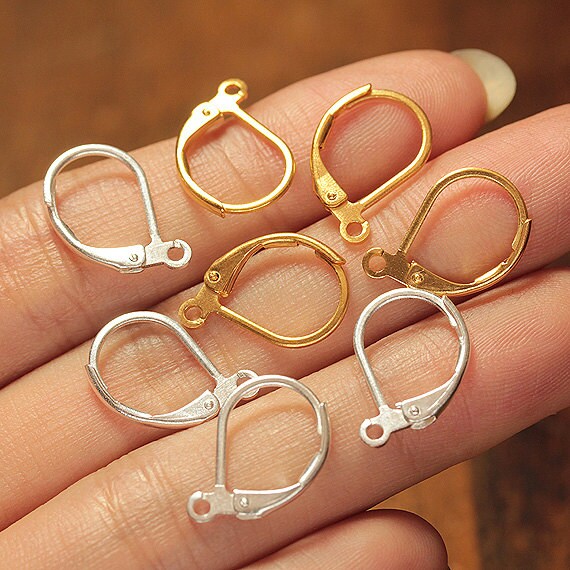 Brass Finding Earrings Component Pure Silver or 18K by MYTHAISTORE