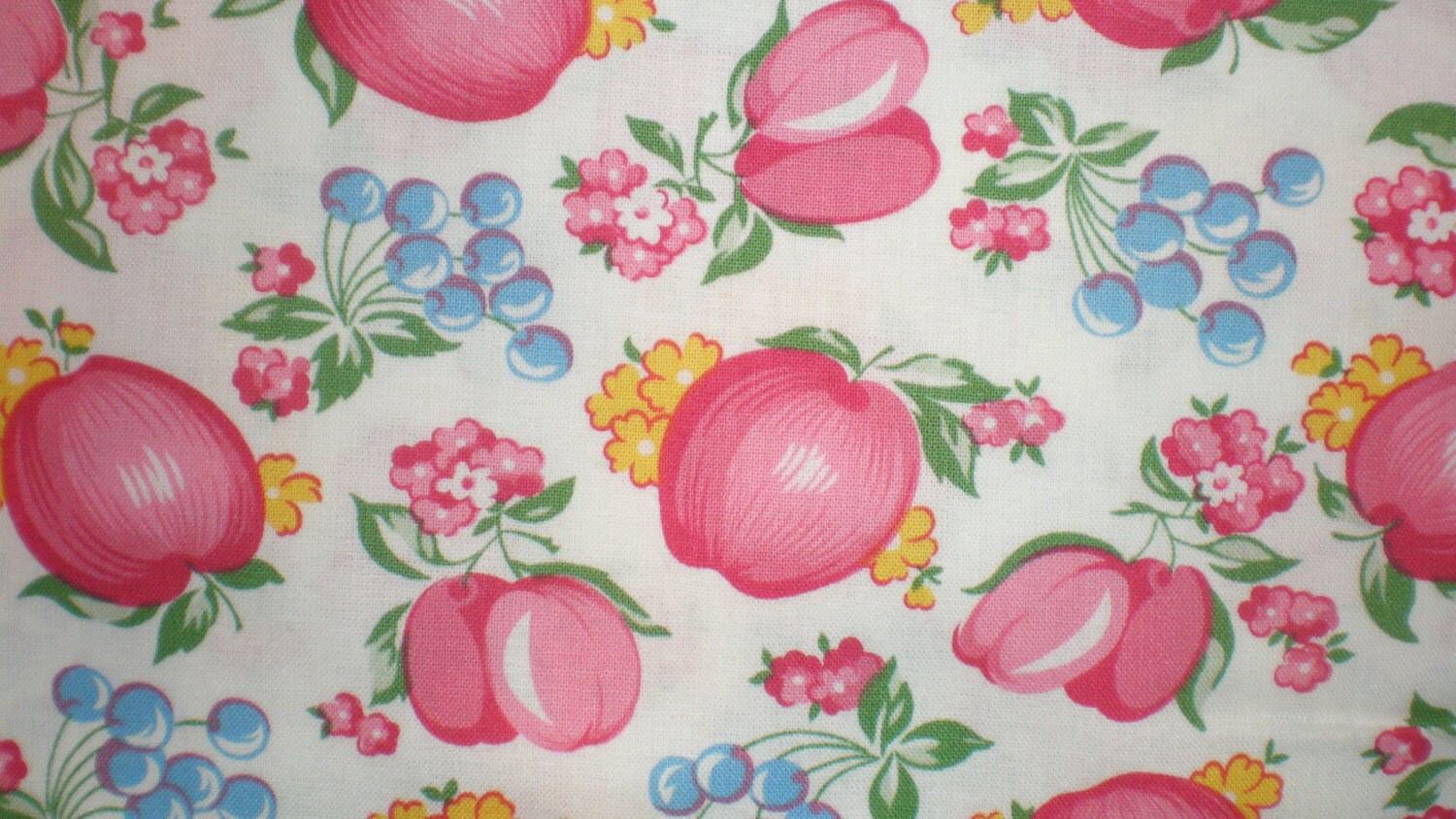 Vintage Reproduction 1940's Fruit Fabric By The Yard From