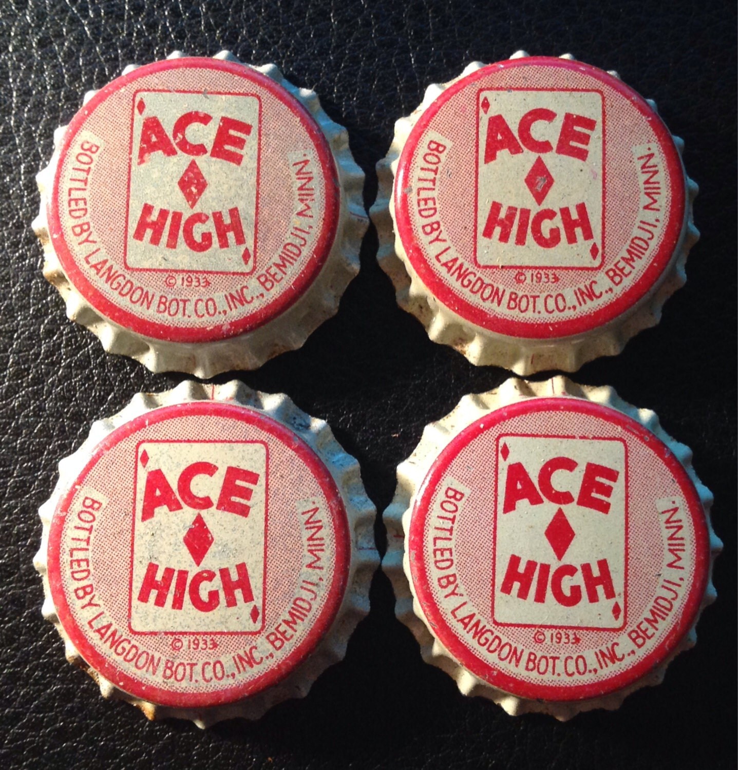 4 ACE HIGH cork soda bottle caps by txsodajerks on Etsy