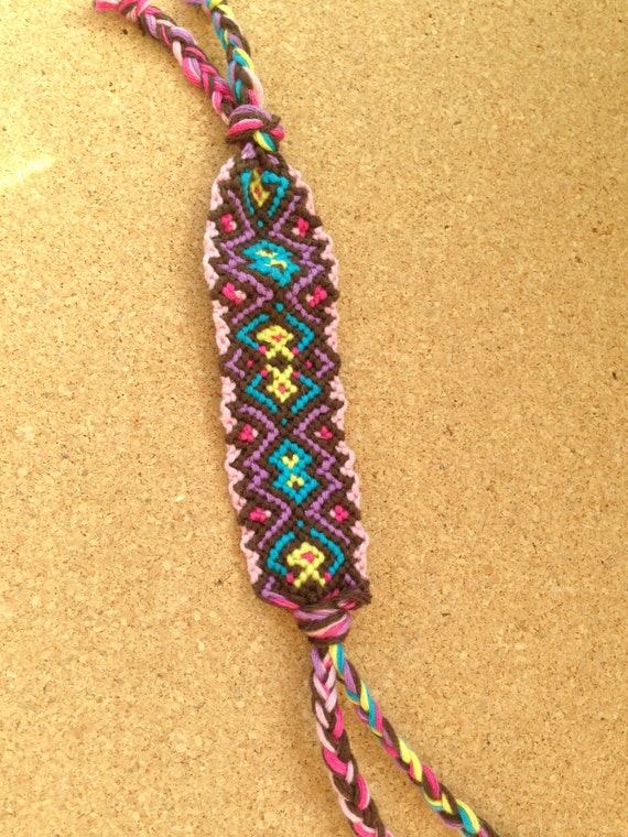 Items similar to Friendship Bracelet Wide Tribal Pattern Multicolored ...