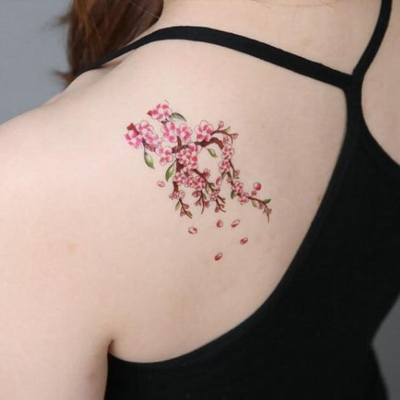 Items similar to Japanese style sexy sakura flower tattoo temporary ...