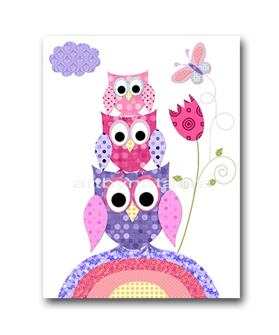Owl Decor Owl Nursery Baby Nursery Decor Baby Girl Nursery Art