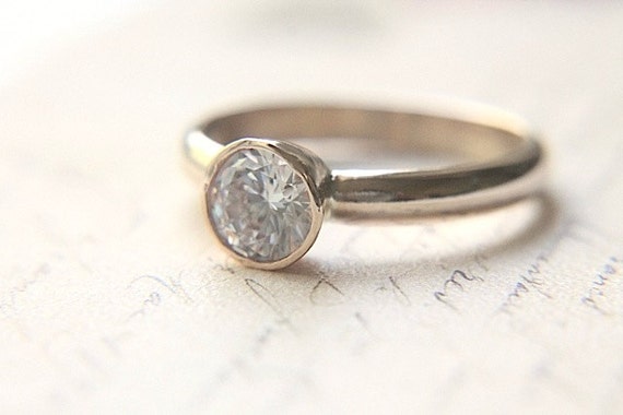 14K Solitaire Ring Sparkling CZ Gemstone Eco by ButtercupandCo