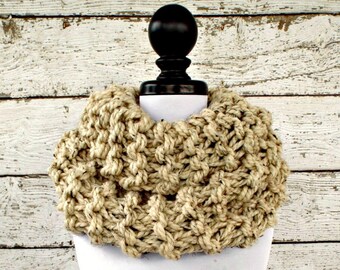 Circle Scarf Oversized Cowl Chunky Knit Cowl Chunky Scarf - Highlands Cowl Oatmeal Cowl Oatmeal Scarf Womens Accessories - READY TO SHIP