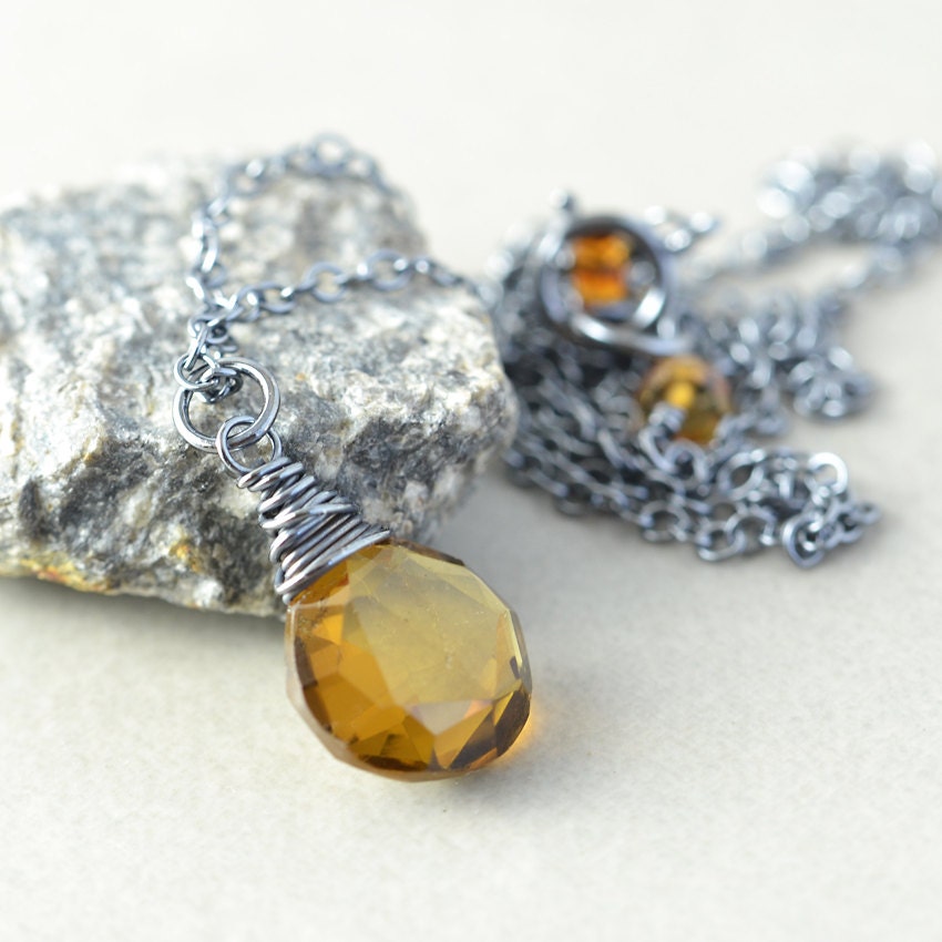 Brown Quartz Necklace Whiskey Quartz Necklace Chestunt Brown