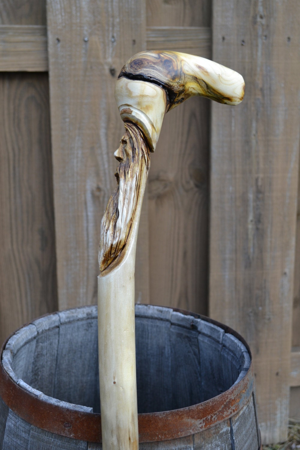 Hand Carved Wood Spirit Walking Cane Root Cane Functional