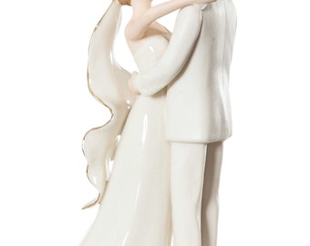 Off-White Porcelain Wedding Cake Topper Figurine - Custom Painted Hair Color Available - 707540