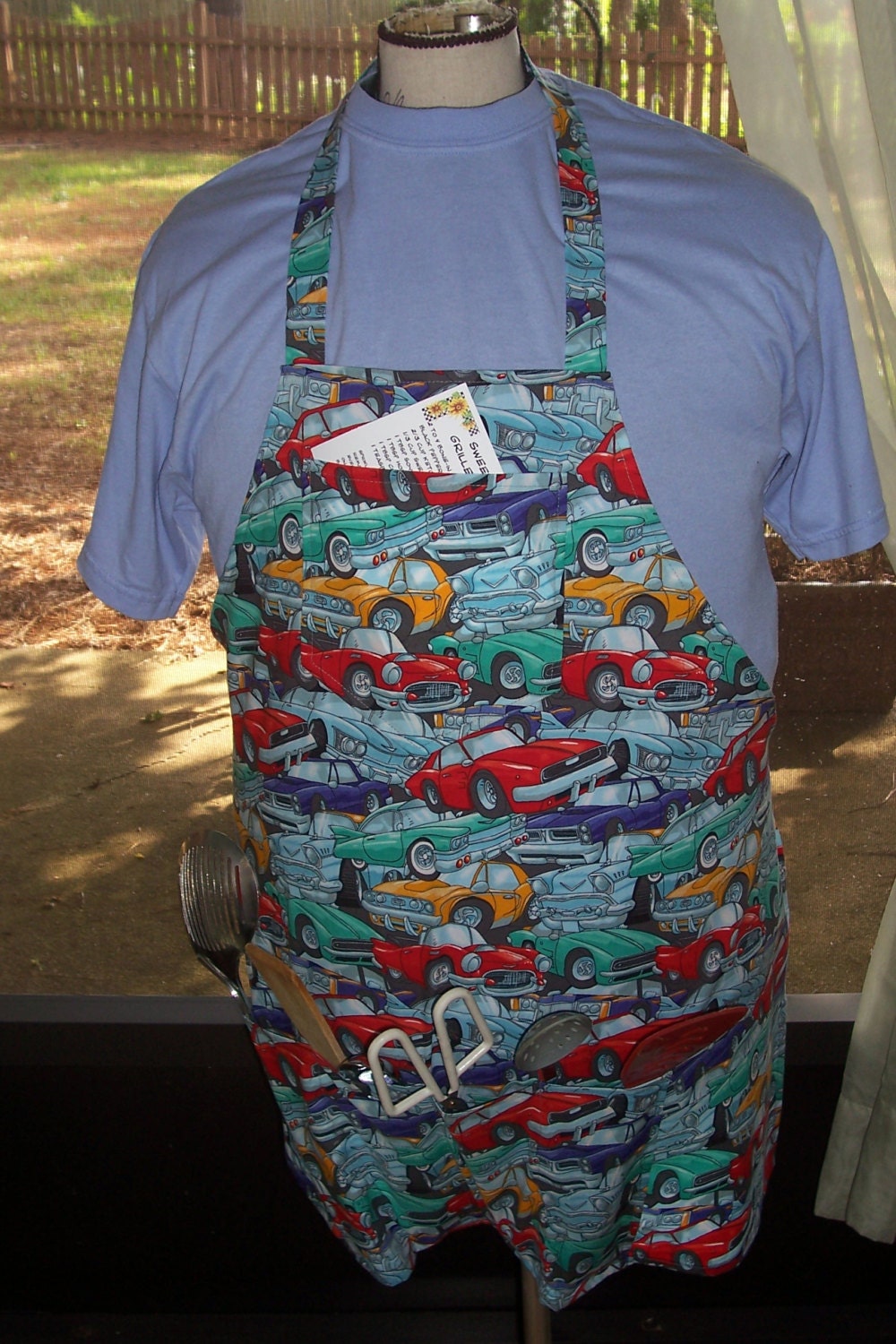 Mens Full Apron Vintage Cars BBQ Apron Man Apron Chefs