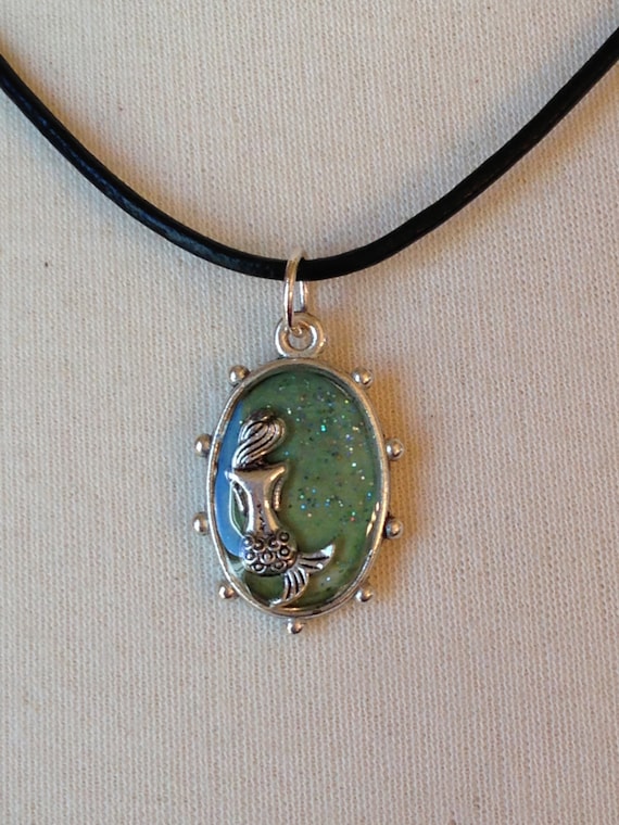 Mermaid Charm in resin necklace by DiVaBeadwork on Etsy