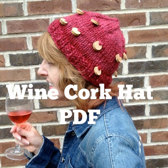 PDF Wine Cork Hat Knitting Pattern handspun art yarn Digital