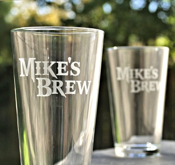 Beer Set of Pint Glasses Personalized Pint Glasses Etched