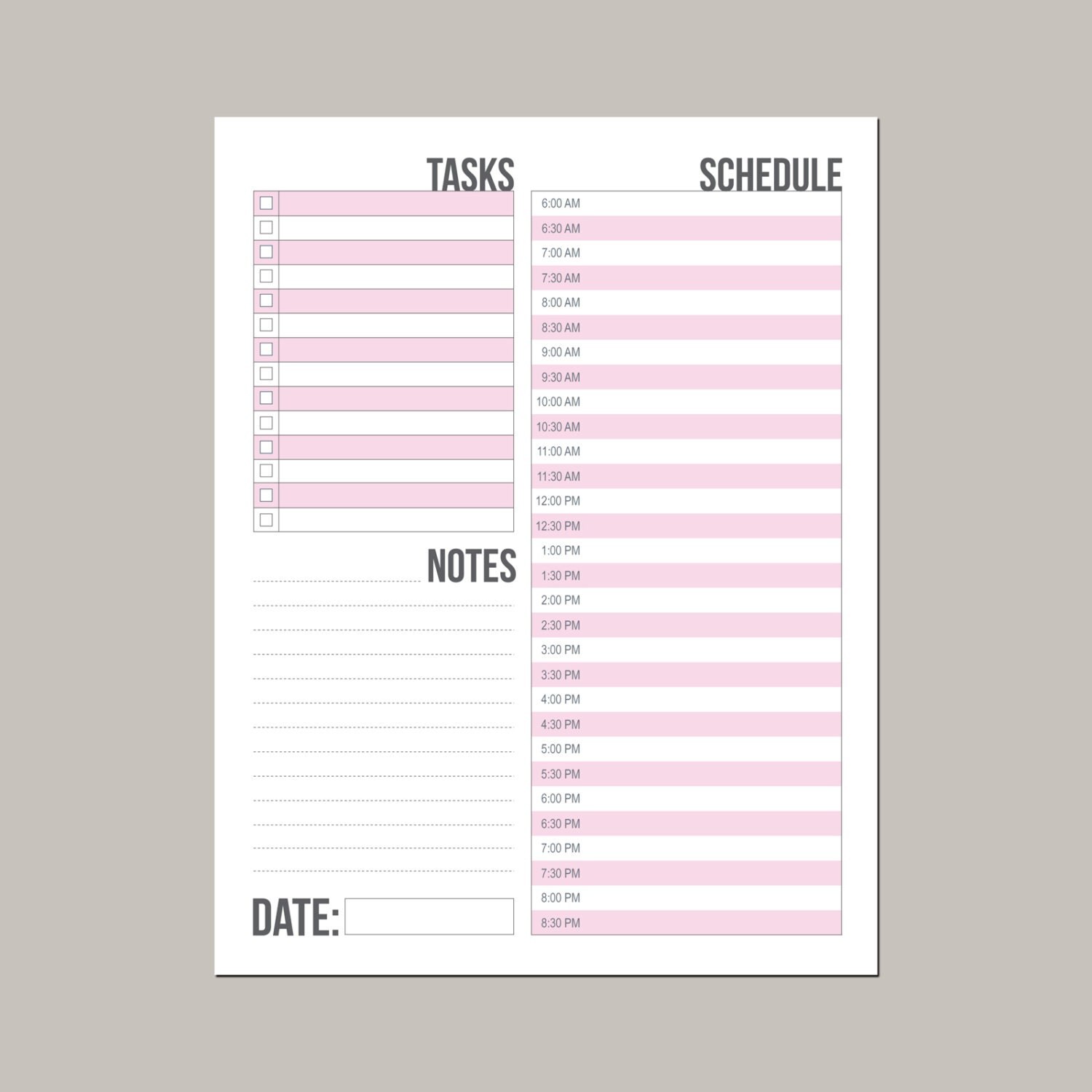 daily schedule girly template pdf