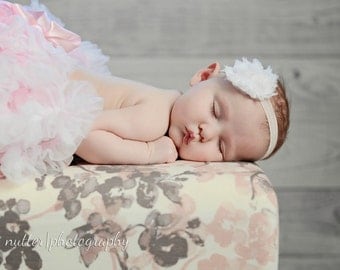 White Baby Headband, Headband, Baby Girl Headband, Shabby Chic Flower Headband