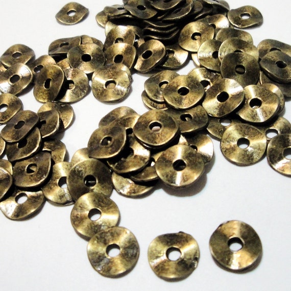 RESERVED Brass Metal Spacers Wavy Disc Rondelle Plain