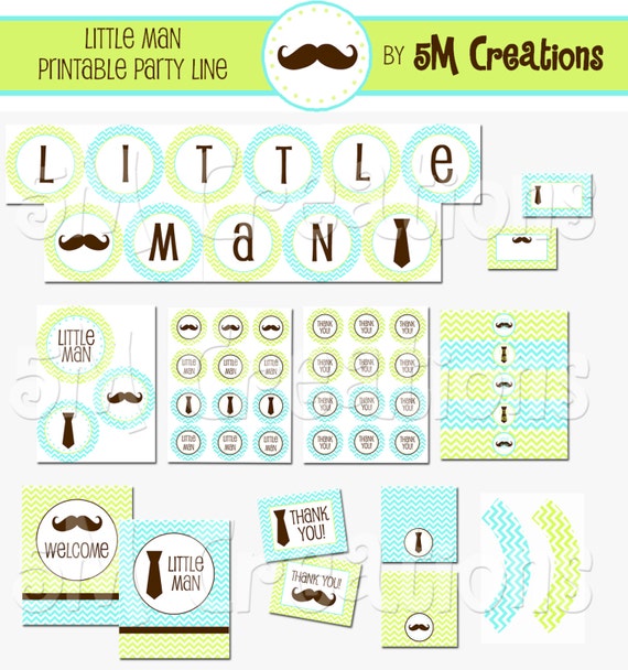 Chevron Little Man Party Package Little Man Printables