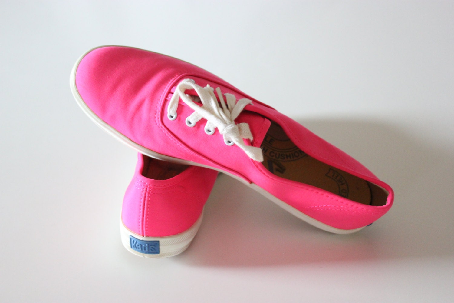 Vintage Keds Neon Pink Canvas Sneakers Size 8.5 by PythagorasPlace