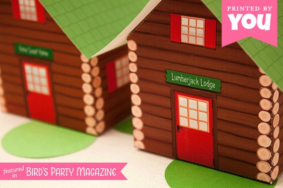 Log Cabin Favor Box : DIY Printable PDF - Instant Download Il_570xn