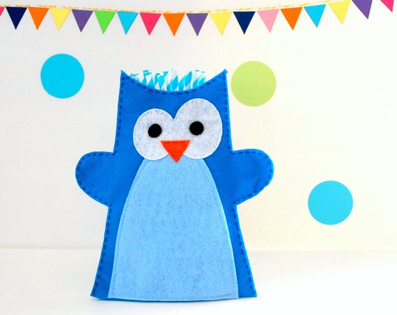 Felt Owl Hand Puppet for Small Hand, Handstitched, Handmade Toy made to order A345 Il_570xn