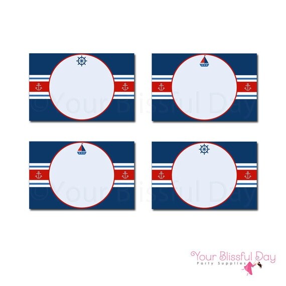PRINTABLE Nautical Baby Shower Party Label Tents #207 Il_570xn