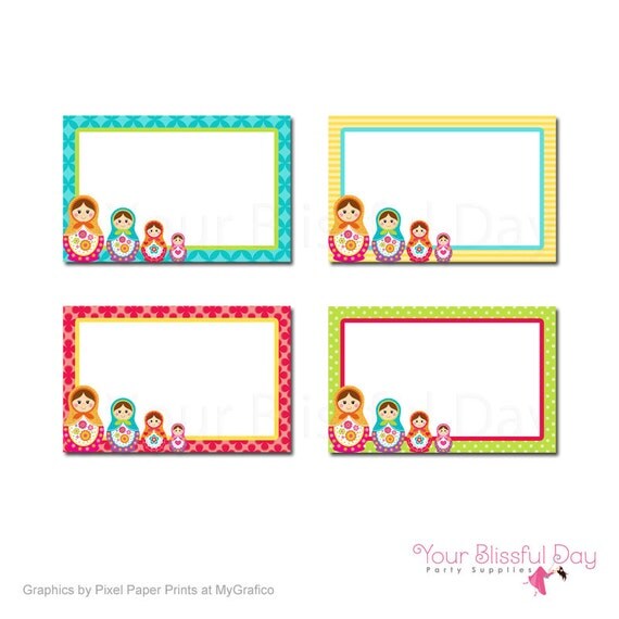 Matryoshka Doll Label Tents | Russian Nesting Dolls Buffet Labels | PRINTABLE Matryoshka Doll Label Tents | Russian Nesting Doll Party #551 Il_570xn
