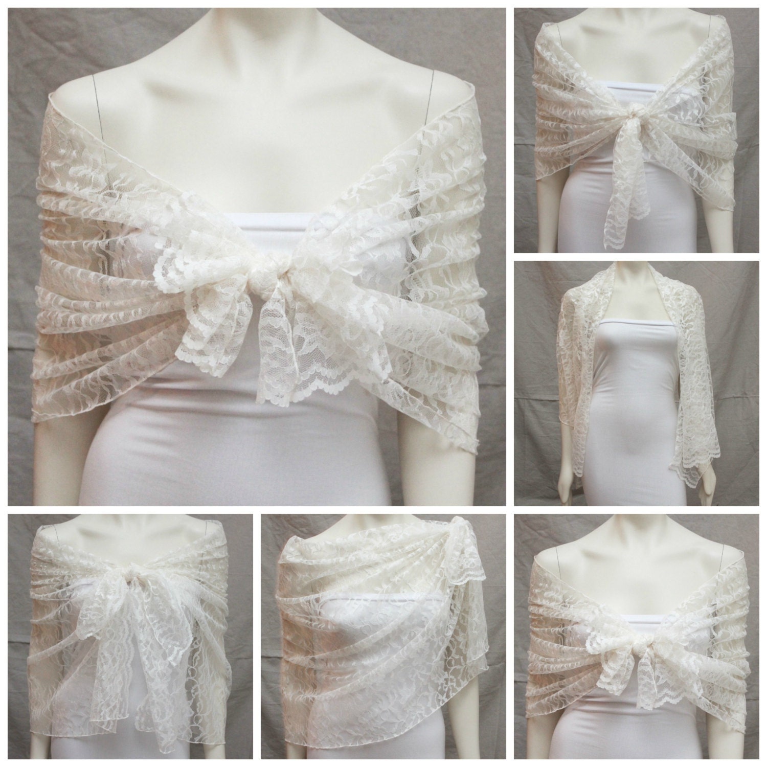 Items similar to Ivory Lace Shawl Bridal Dress Shawl Stole Wrap Wedding ...