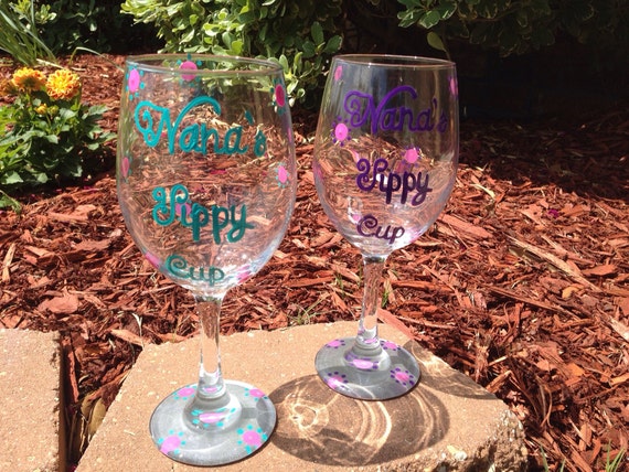 Nana's Sippy Cup painted wineglass